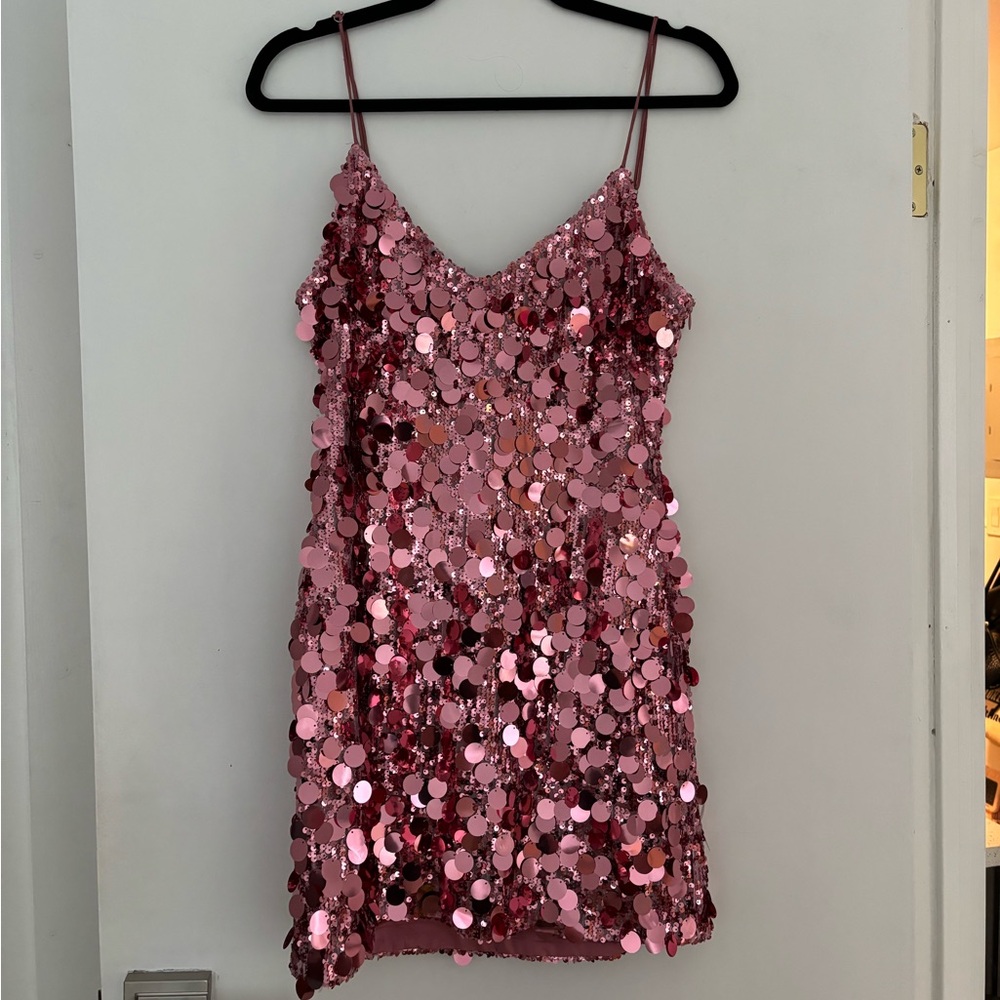Pink Sequin Mini Dress